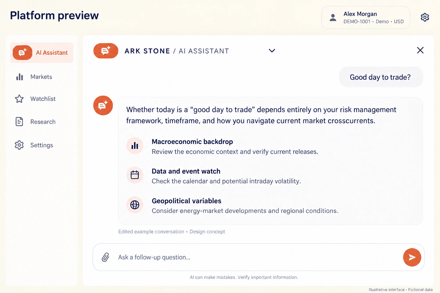 Read an answer critically. Redesigned illustrative interface with fictional data.