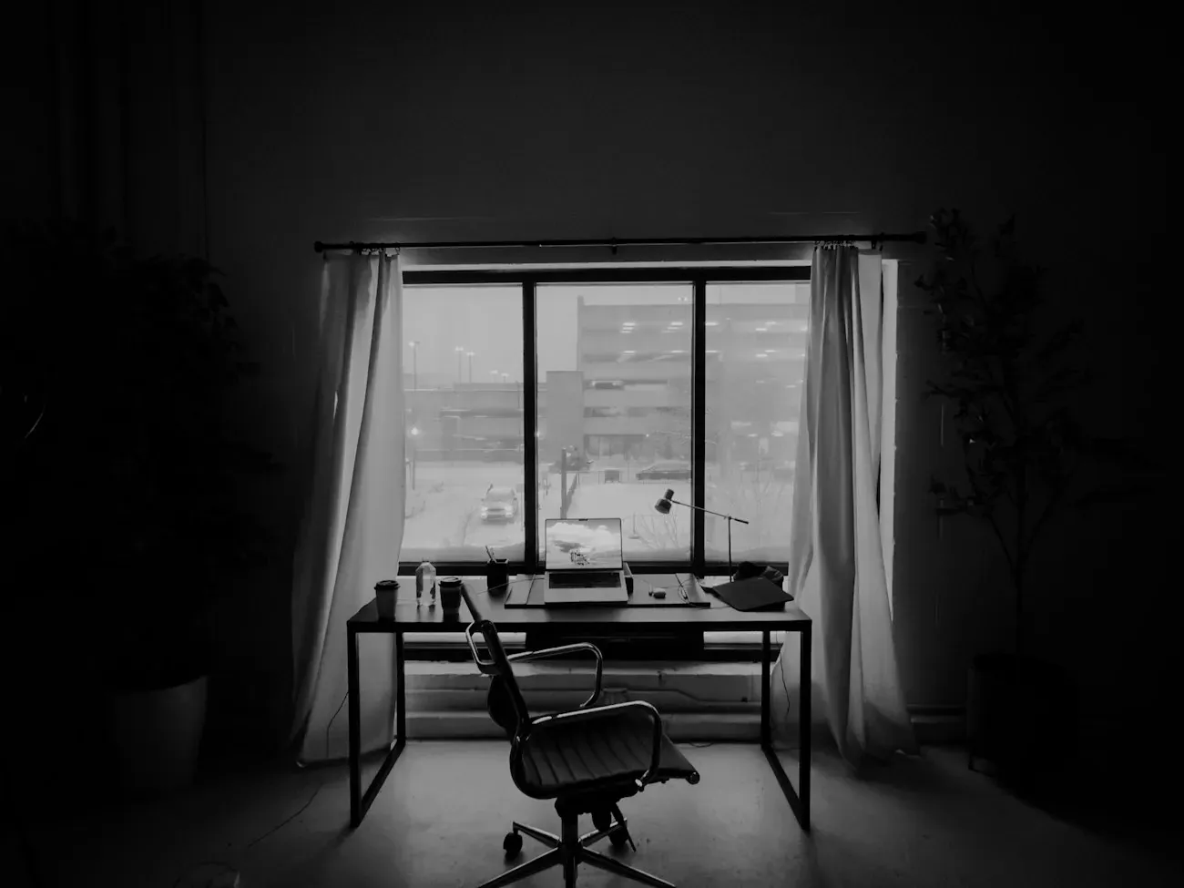 Quiet desk beside a window